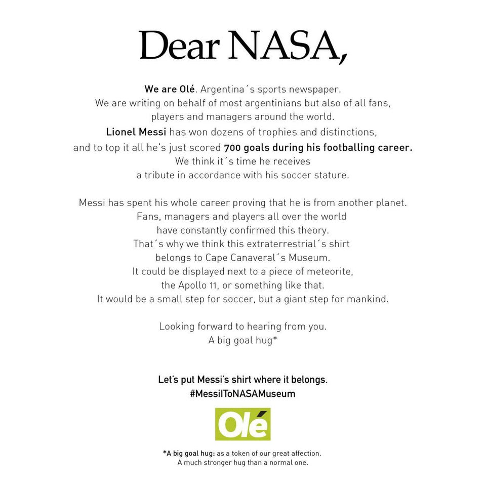 Ole letter to NASA
